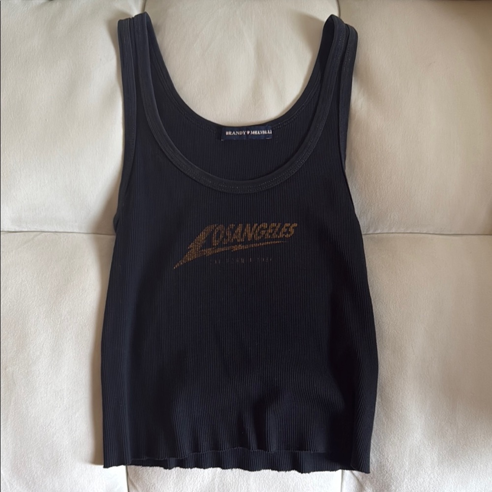 Brandy Melville Los Angeles Black Crop Tank Top